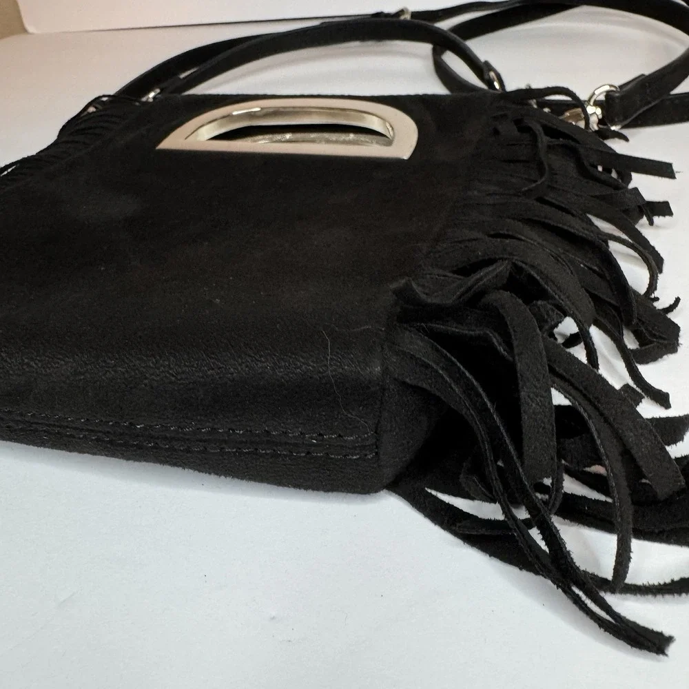 White House Black Market Black Satchel Crossbody Bag Tassel Womens‎